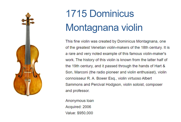 隸屬 Canada Council for the Arts 的 Musical Instrument Bank，將加拿大國寶級的弦樂樂器外借給加拿大最有潛質的年輕演奏家，為期 3 年，每次都以公開賽的形式選拔。Jonathan 曾在 2012 年贏得價值 100 萬加元的國寶級小提琴「1715 Dominicus Montagnana violin」的 3 年使用權，2015 再度蟬聯，使用權延長至 2018 年。